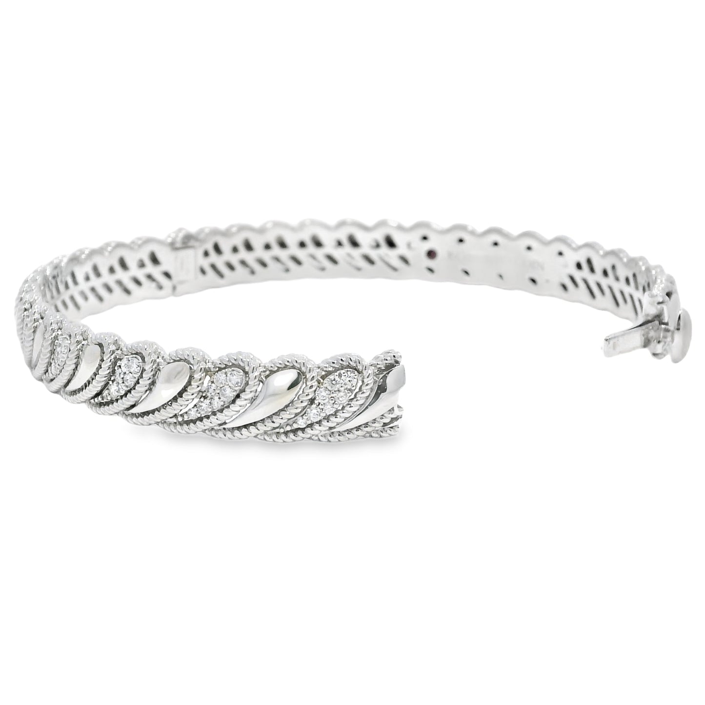 Roberto Coin 18k White Gold Barocco Byzantine Diamond Hinged Bracelet