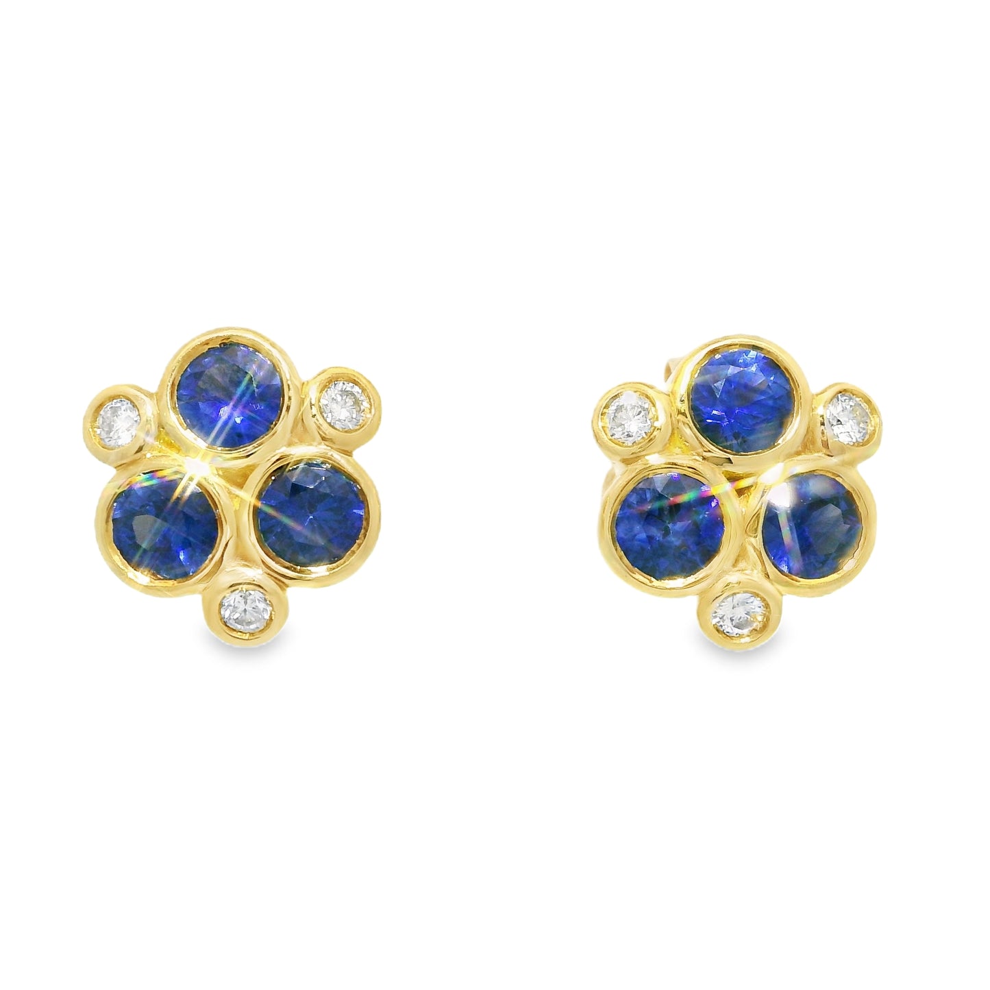 Temple St. Clair 18k Yellow Gold Sapphire & Diamond Classic Trio Earrings