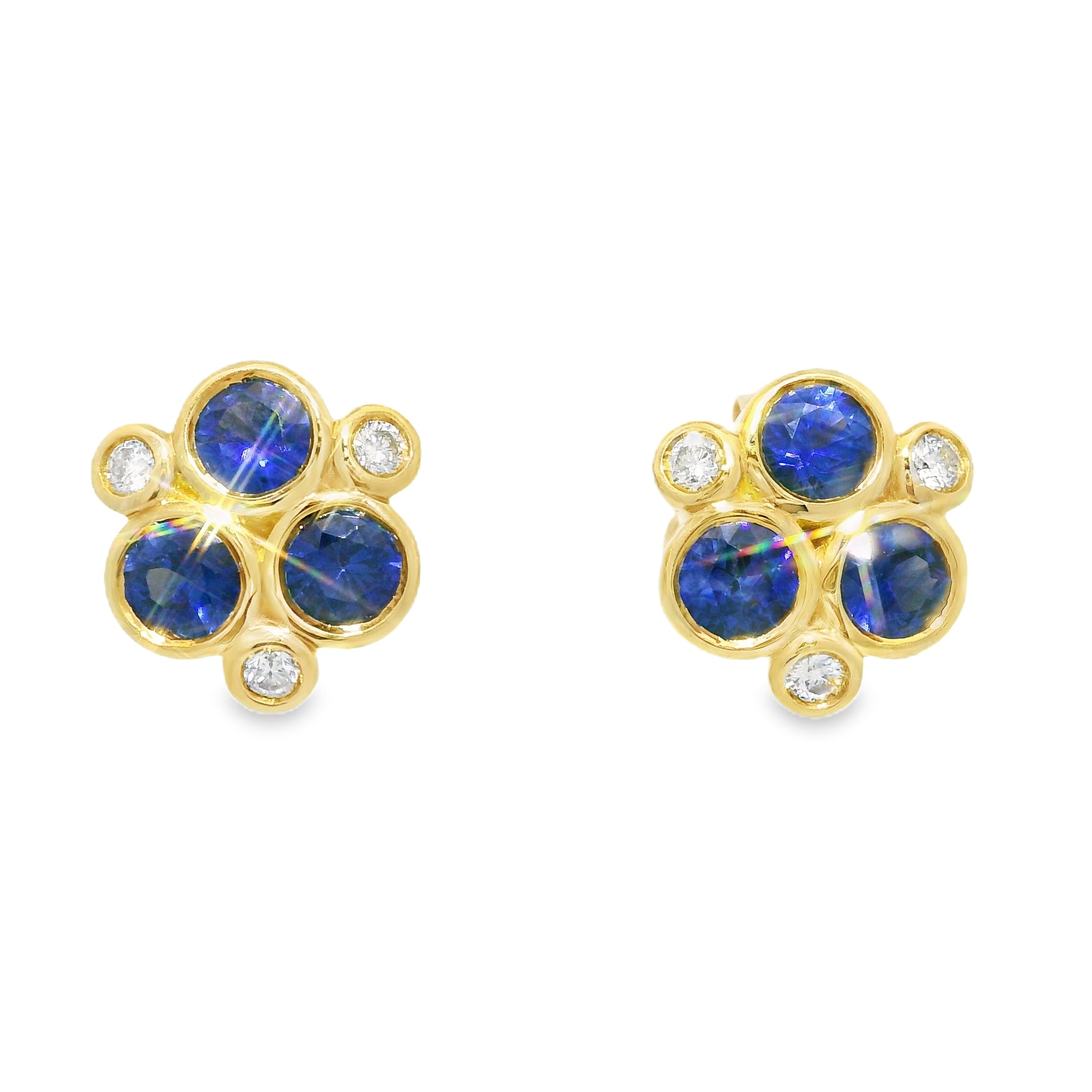 Temple St. Clair 18k Yellow Gold Sapphire & Diamond Classic Trio Earrings