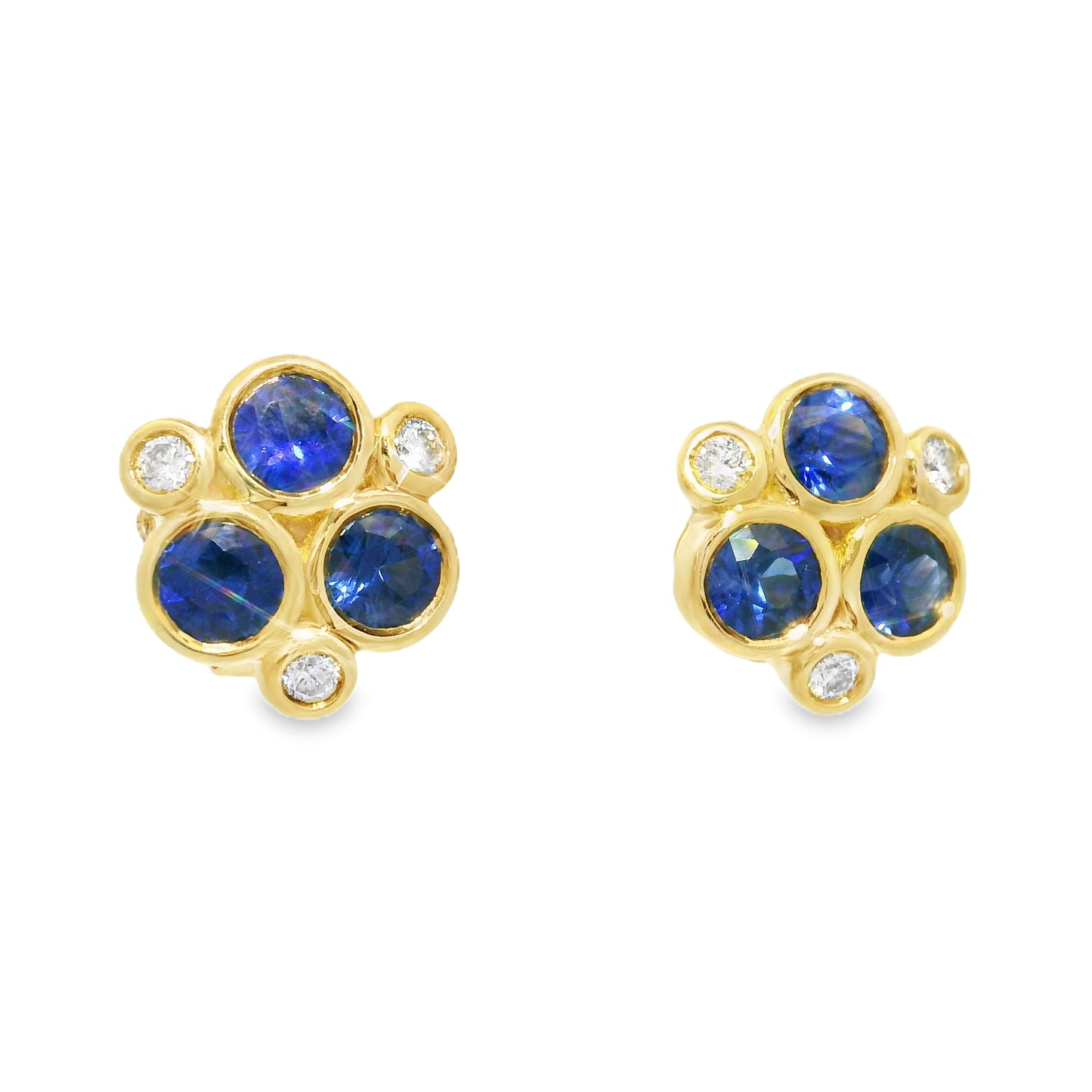 Temple St. Clair 18k Yellow Gold Sapphire & Diamond Classic Trio Earrings