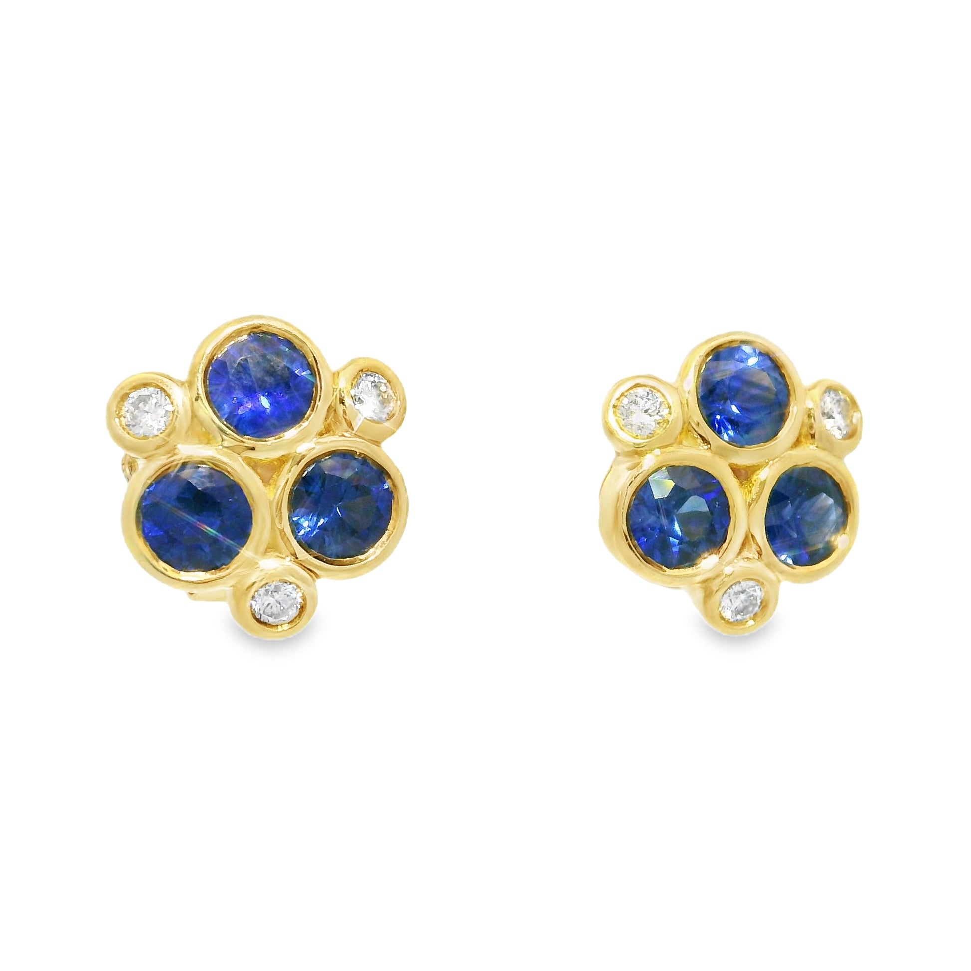 Temple St. Clair 18k Yellow Gold Sapphire & Diamond Classic Trio Earrings