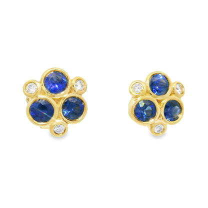 Temple St. Clair 18k Yellow Gold Sapphire & Diamond Classic Trio Earrings