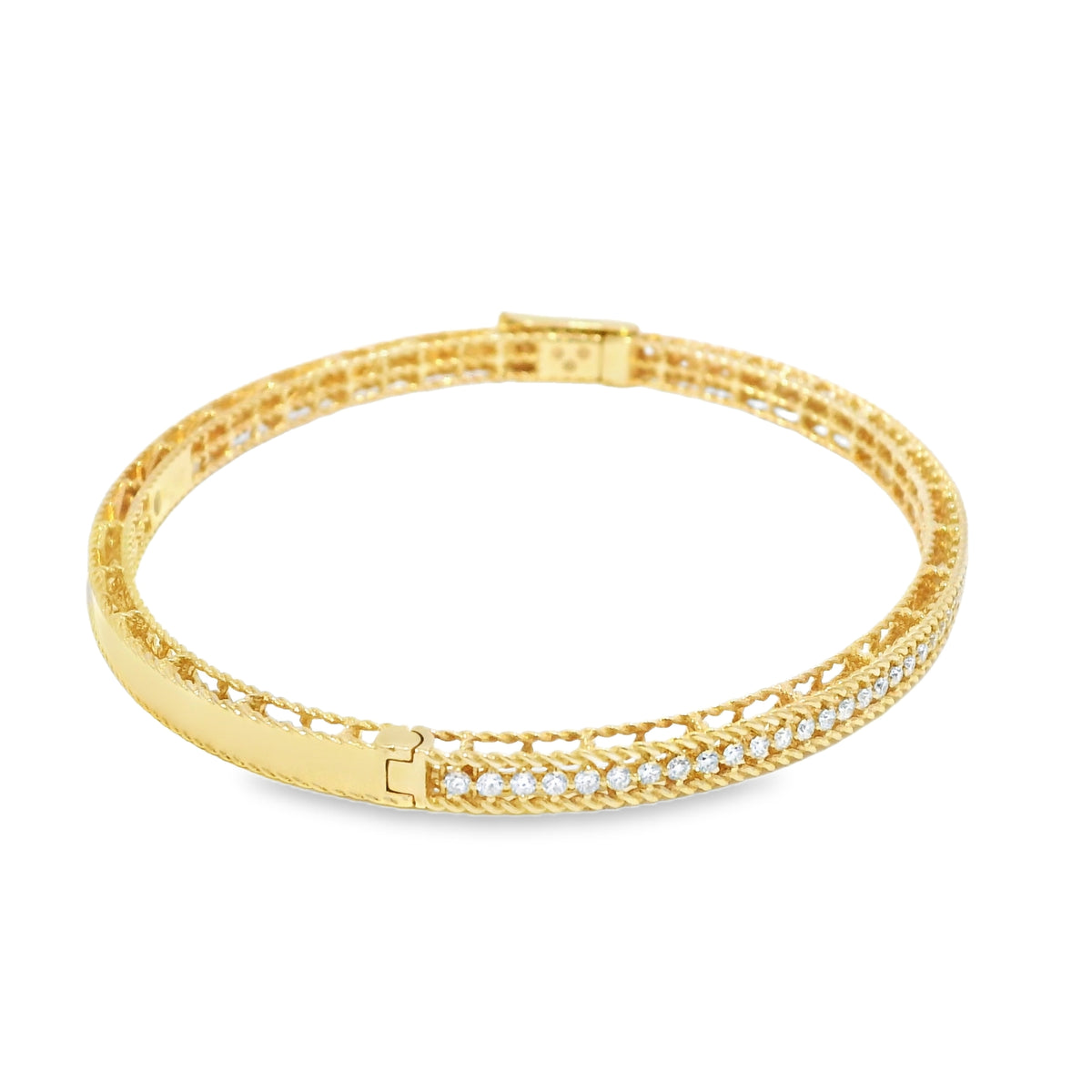 Roberto Coin 18k Rose Gold Symphony Princess Diamond Hinged Bracelet