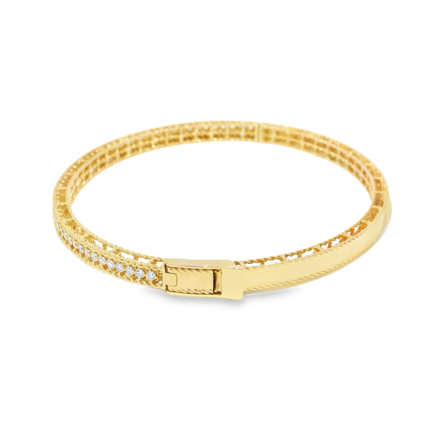 Roberto Coin 18k Rose Gold Symphony Princess Diamond Hinged Bracelet