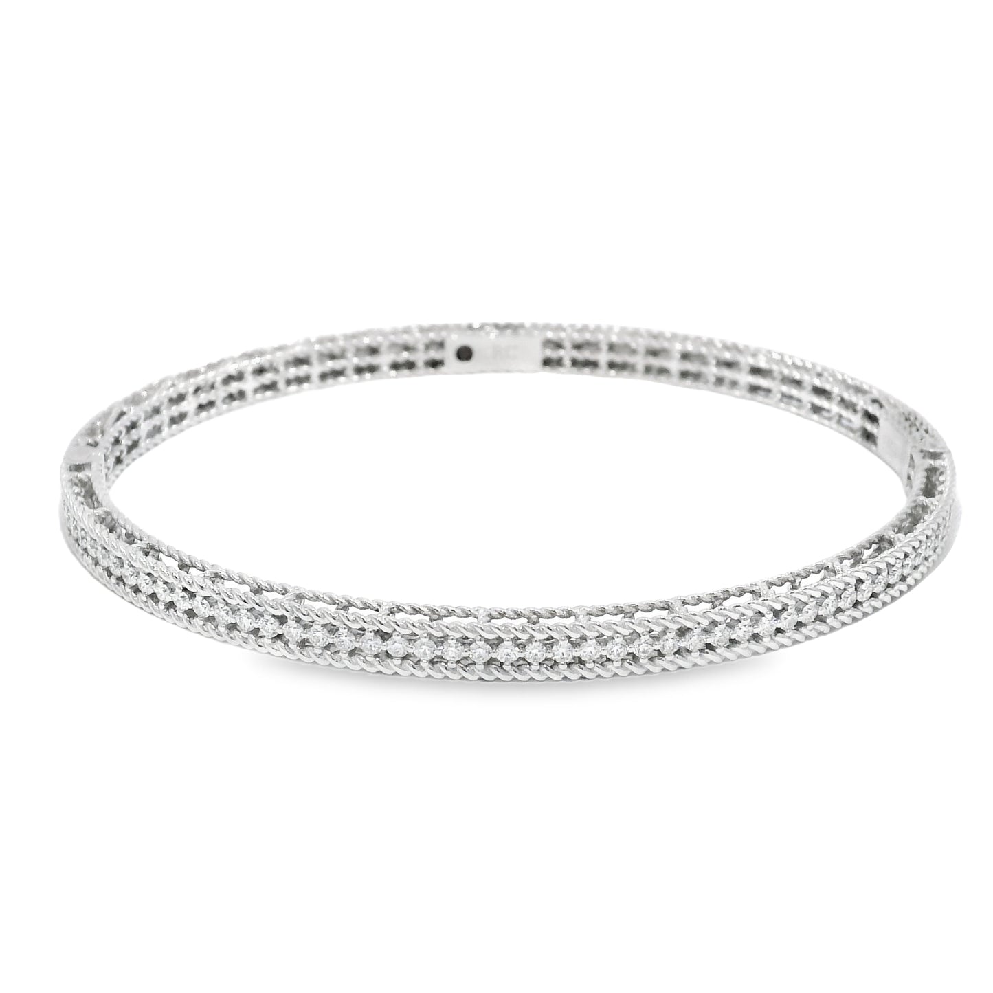 Roberto Coin 18k White Gold Symphony Princess Diamond Hinged Bracelet