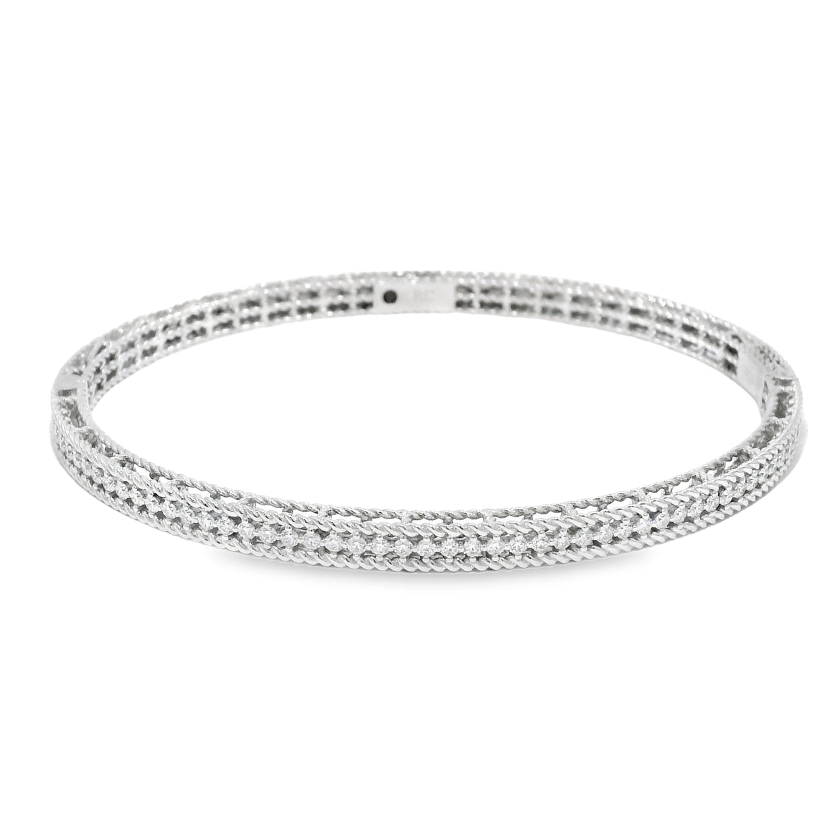 Roberto Coin 18k White Gold Symphony Princess Diamond Hinged Bracelet