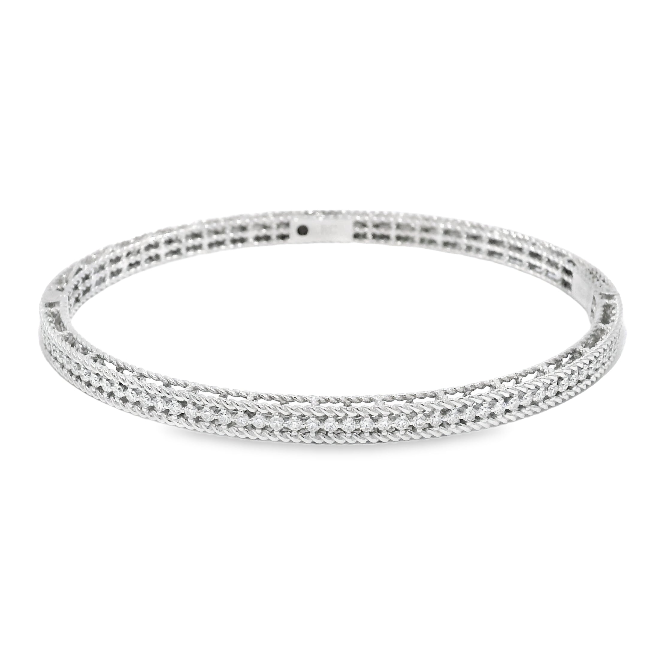 Roberto Coin 18k White Gold Symphony Princess Diamond Hinged Bracelet