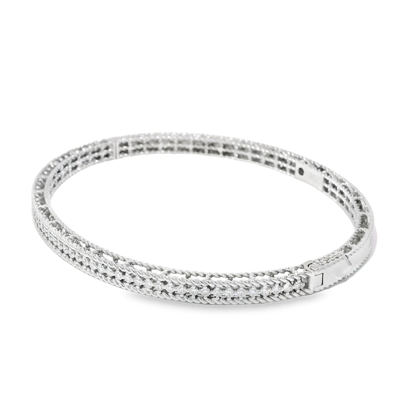 Roberto Coin 18k White Gold Symphony Princess Diamond Hinged Bracelet