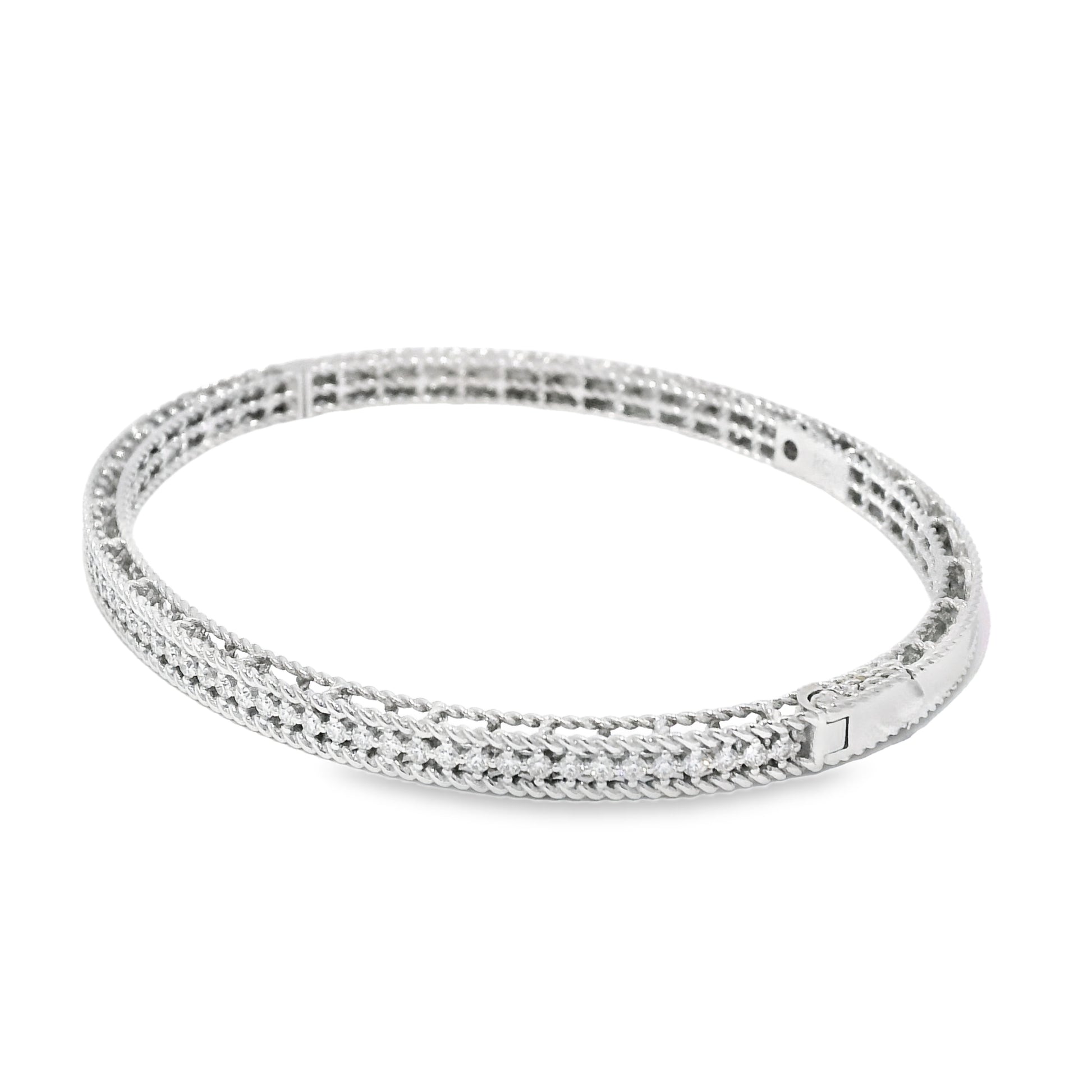 Roberto Coin 18k White Gold Symphony Princess Diamond Hinged Bracelet