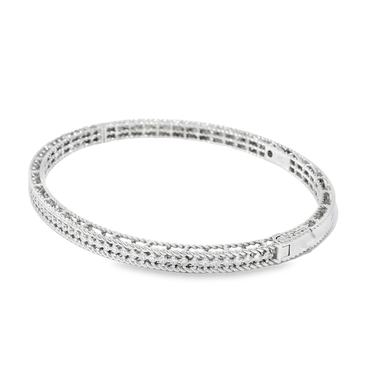 Roberto Coin 18k White Gold Symphony Princess Diamond Hinged Bracelet