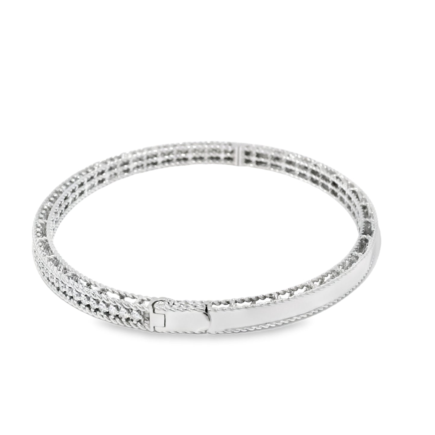 Roberto Coin 18k White Gold Symphony Princess Diamond Hinged Bracelet
