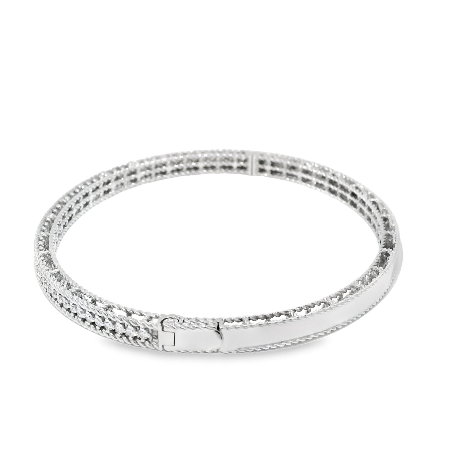 Roberto Coin 18k White Gold Symphony Princess Diamond Hinged Bracelet
