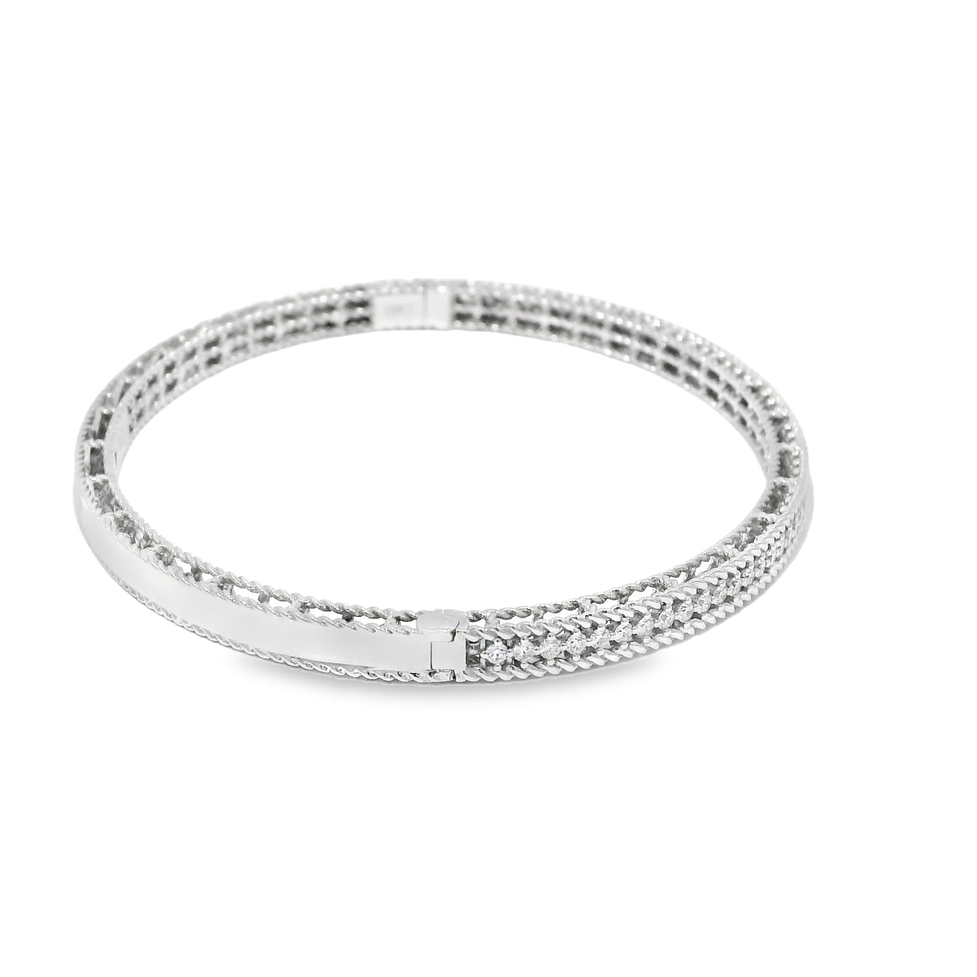 Roberto Coin 18k White Gold Symphony Princess Diamond Hinged Bracelet