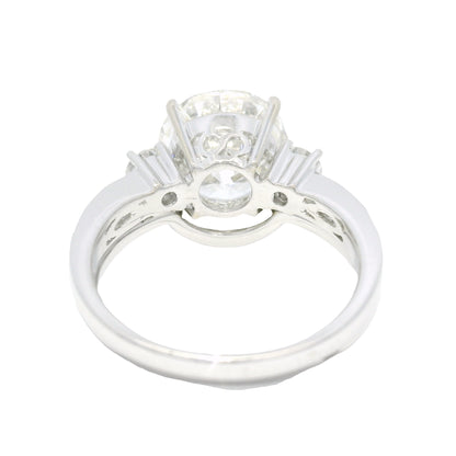 GIA 18k White Gold Natural 3.51 Carat Round Brilliant Diamond Engagement Ring