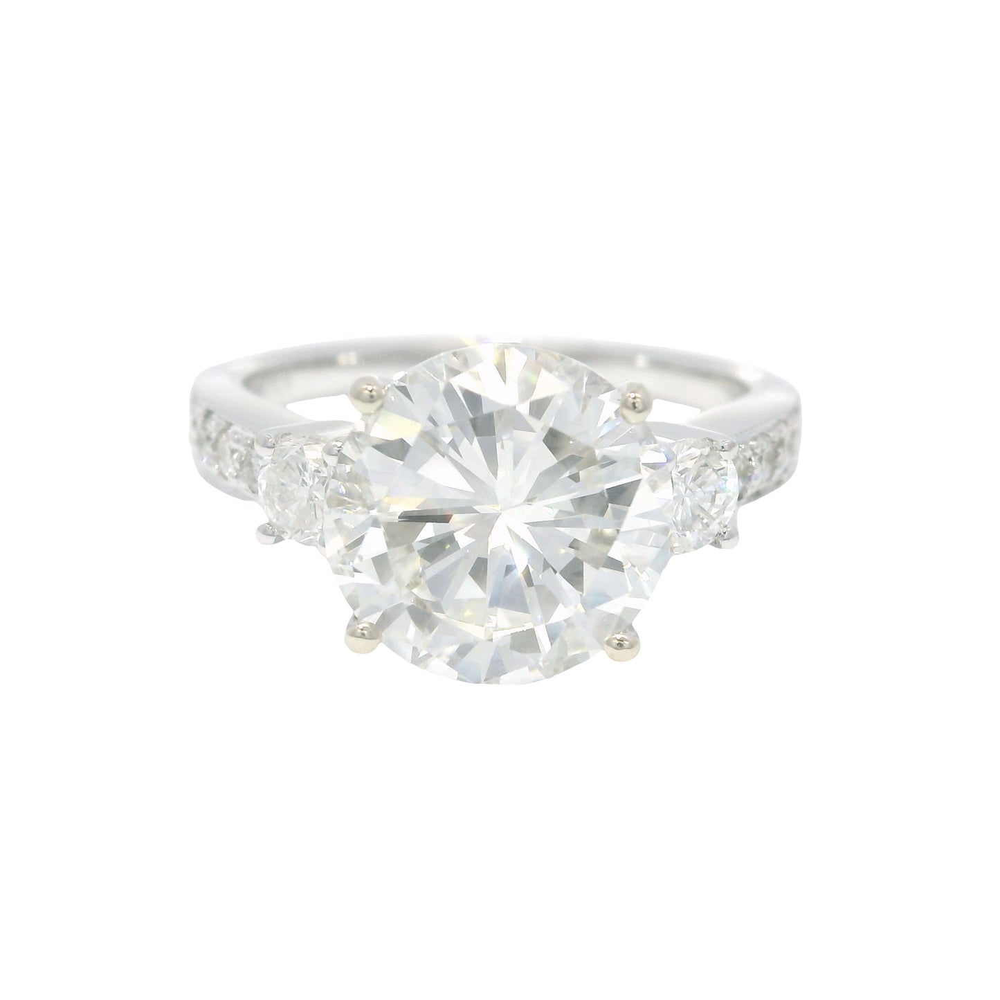 GIA 18k White Gold Natural 3.51 Carat Round Brilliant Diamond Engagement Ring