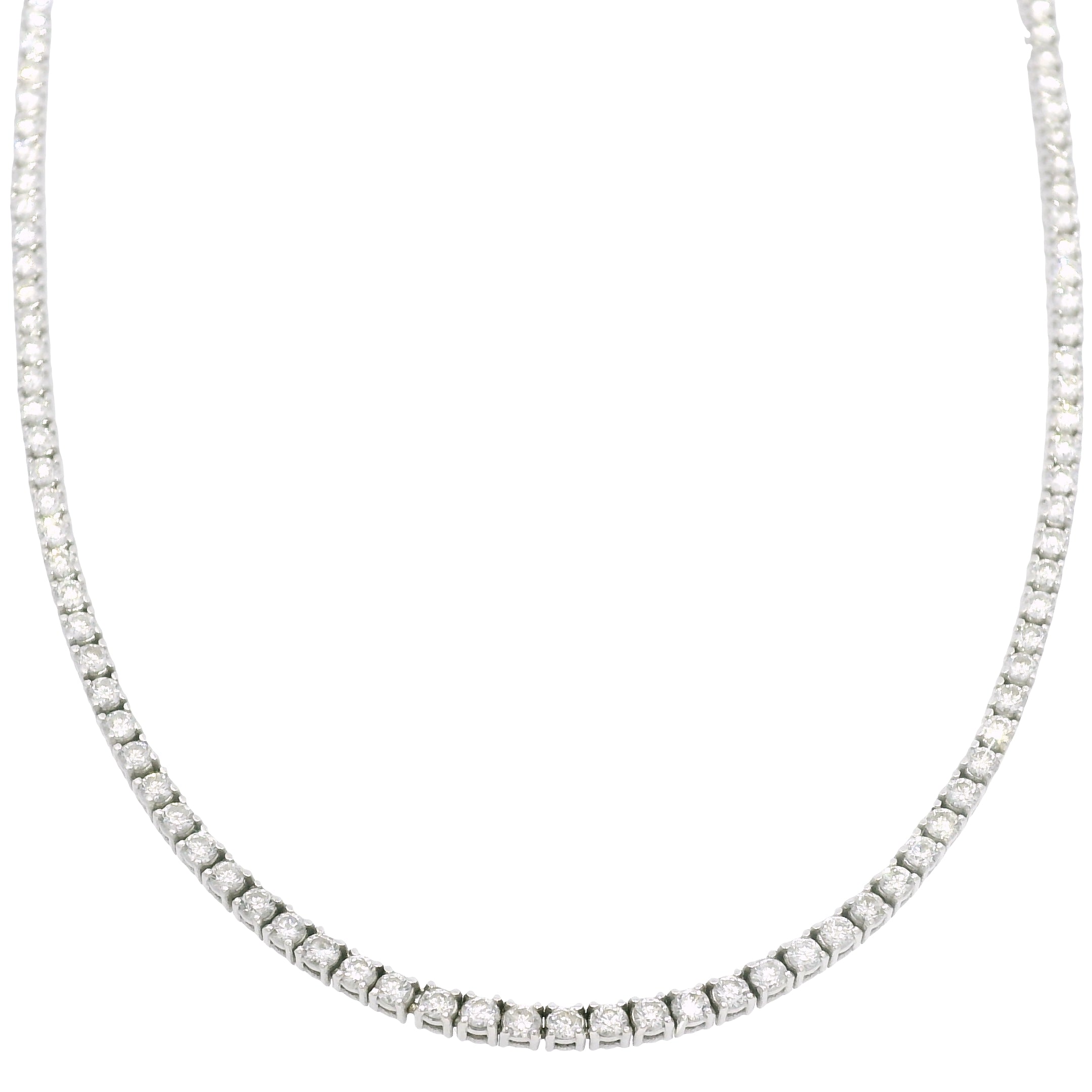 18k White Gold Natural 4.0 Carat Diamond Tennis Necklace