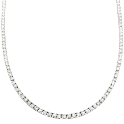 18k White Gold Natural 4.0 Carat Diamond Tennis Necklace