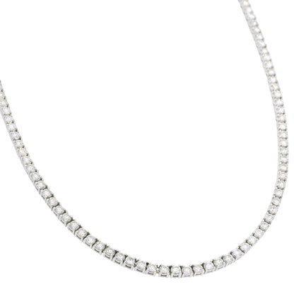 18k White Gold Natural 4.0 Carat Diamond Tennis Necklace