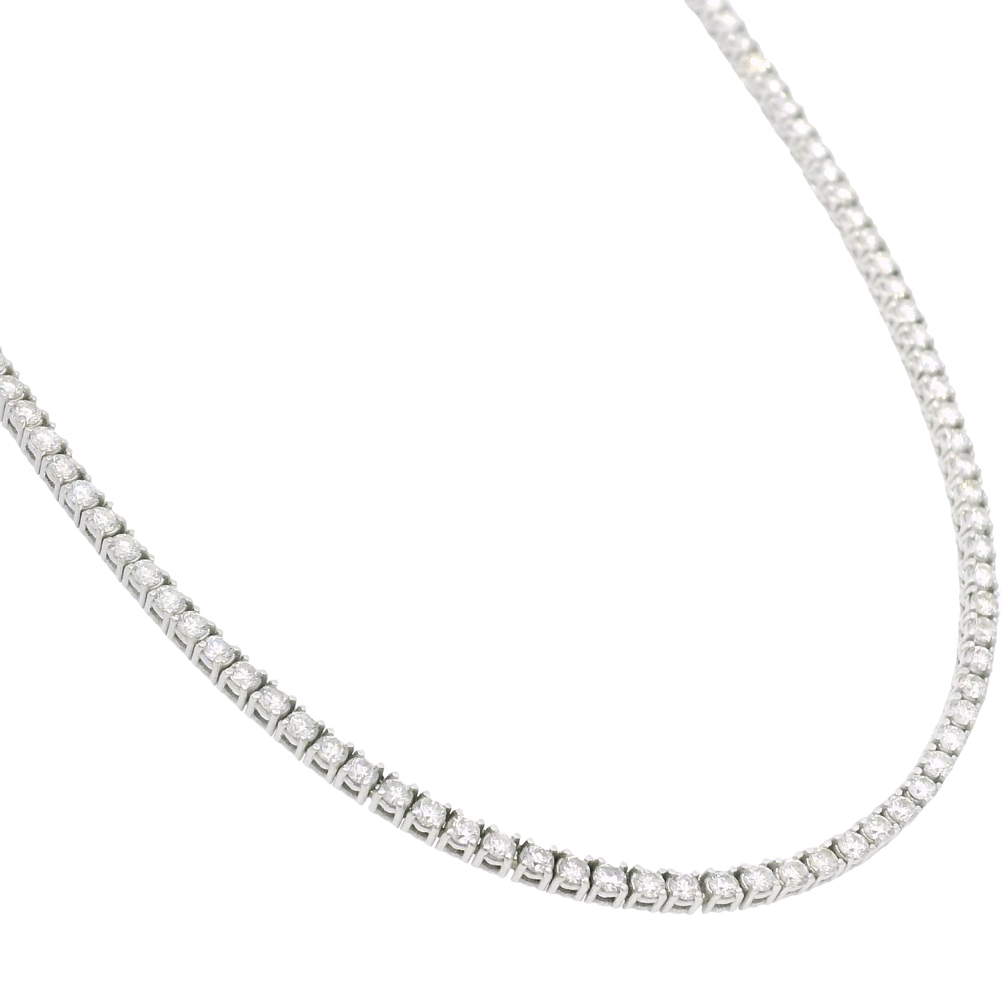 18k White Gold Natural 4.0 Carat Diamond Tennis Necklace