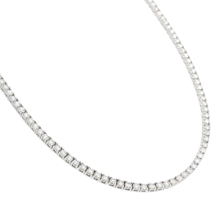 18k White Gold Natural 4.0 Carat Diamond Tennis Necklace