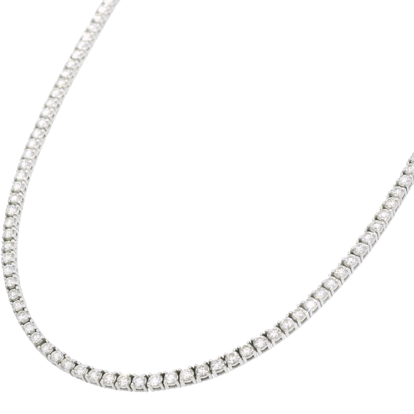 18k White Gold Natural 4.0 Carat Diamond Tennis Necklace
