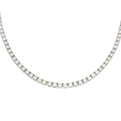 18k White Gold Natural 4.0 Carat Diamond Tennis Necklace