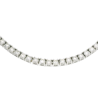 18k White Gold Natural 4.0 Carat Diamond Tennis Necklace