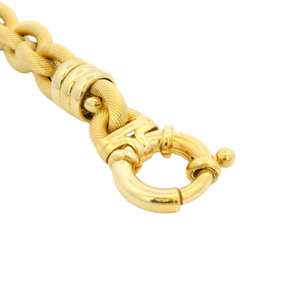18k Yellow Gold Large Ribbed Interlocking Link Bracelet