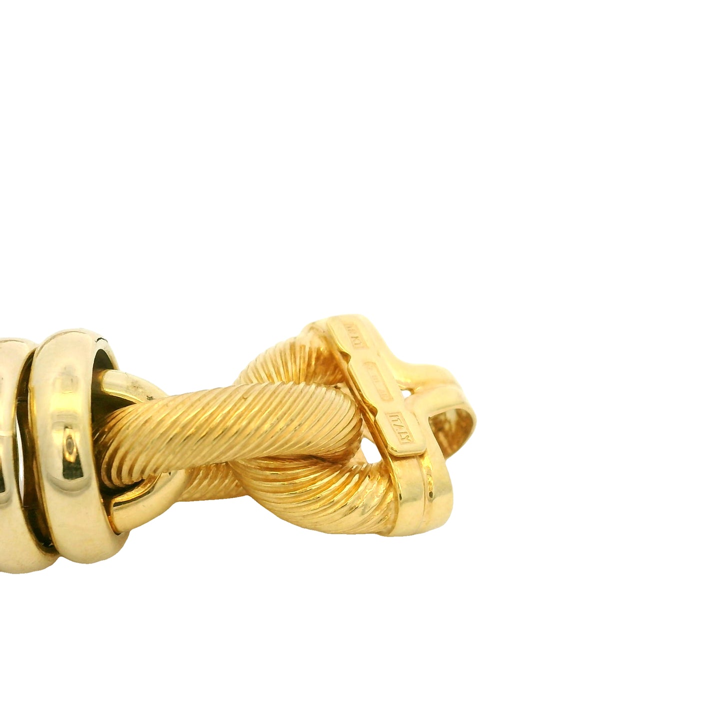 18k Yellow Gold Large Ribbed Interlocking Link Bracelet