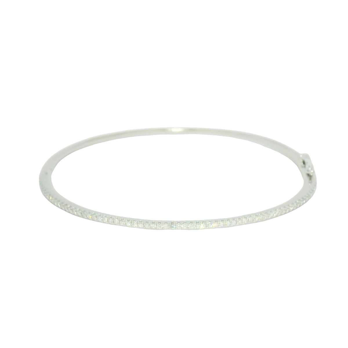18k White Gold Natural 0.90 Carat Diamond Thin Bangle Bracelet — product photo 3