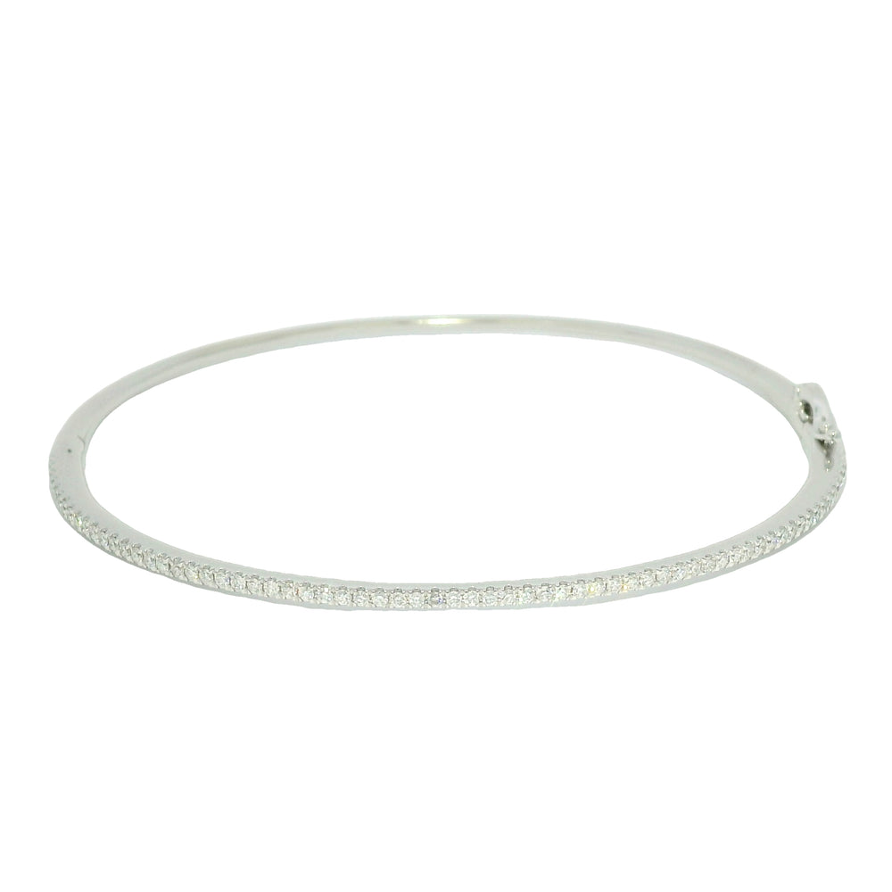 18k White Gold Natural 0.90 Carat Diamond Thin Bangle Bracelet — product photo 1