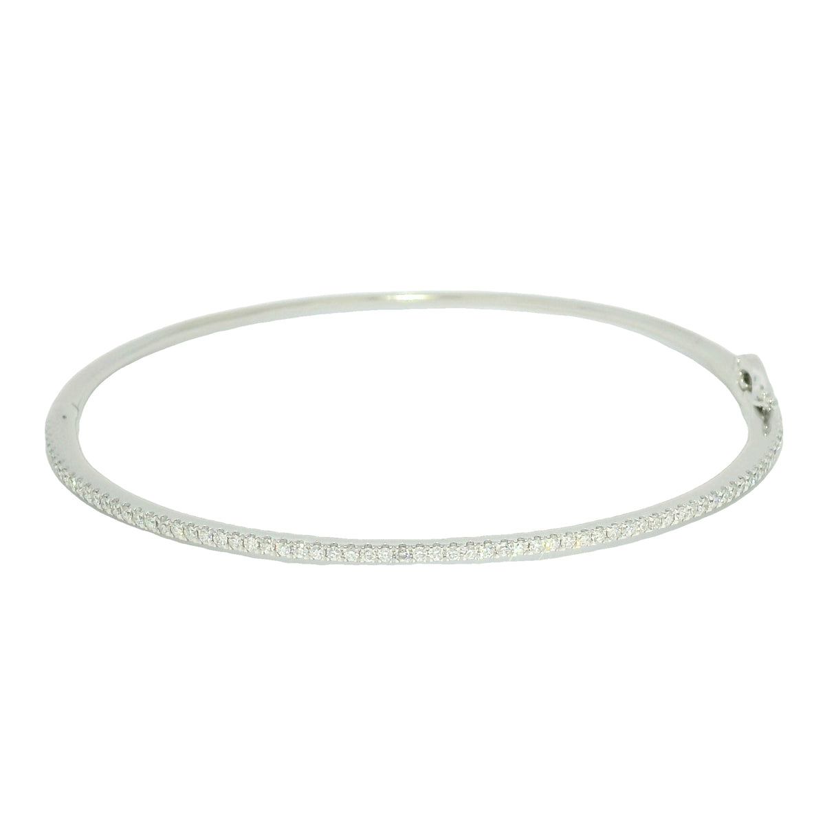 18k White Gold Natural 0.90 Carat Diamond Thin Bangle Bracelet — product photo 1