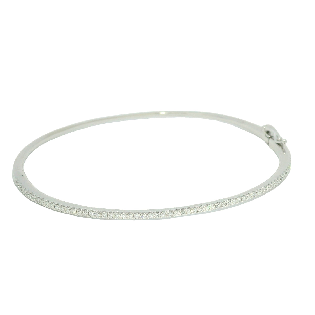 18k White Gold Natural 0.90 Carat Diamond Thin Bangle Bracelet — product photo 4