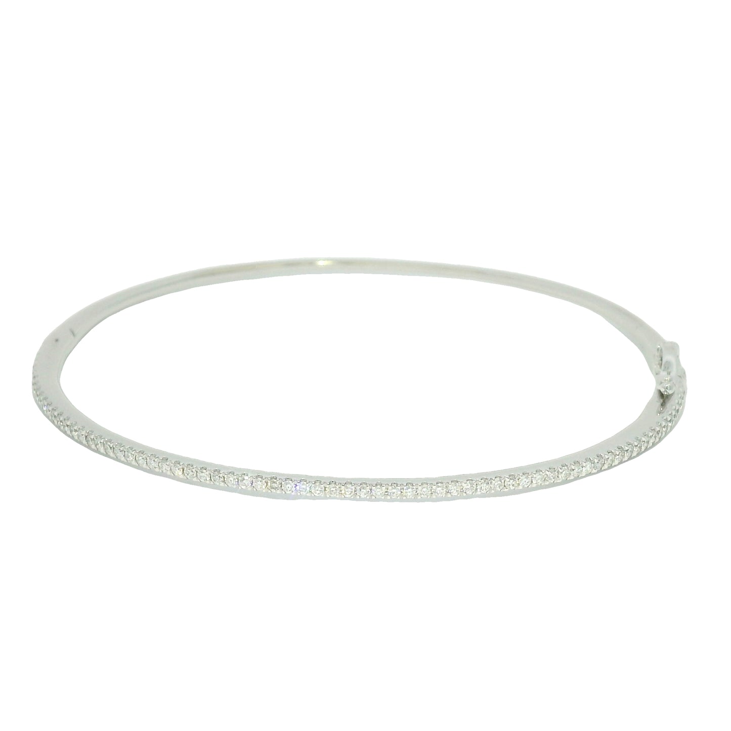 18k White Gold Natural 0.90 Carat Diamond Thin Bangle Bracelet