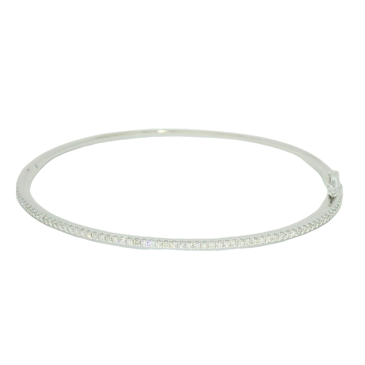 18k White Gold Natural 0.90 Carat Diamond Thin Bangle Bracelet — product photo 5