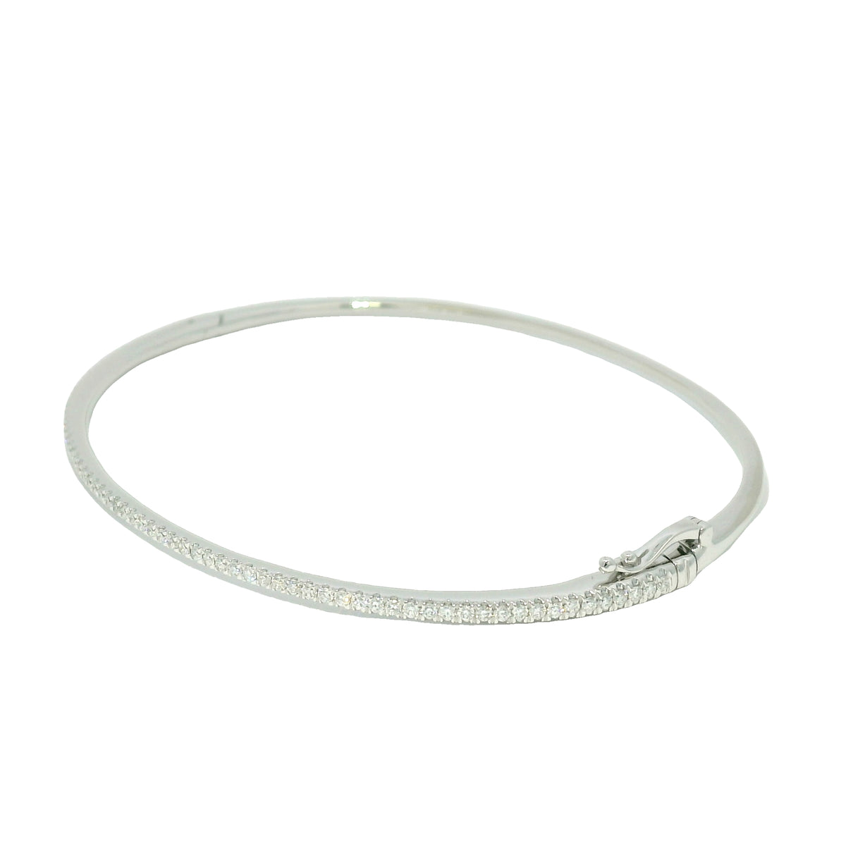 18k White Gold Natural 0.90 Carat Diamond Thin Bangle Bracelet — product photo 6