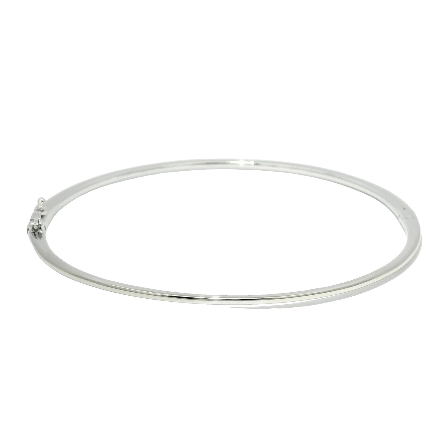 18k White Gold Natural 0.90 Carat Diamond Thin Bangle Bracelet