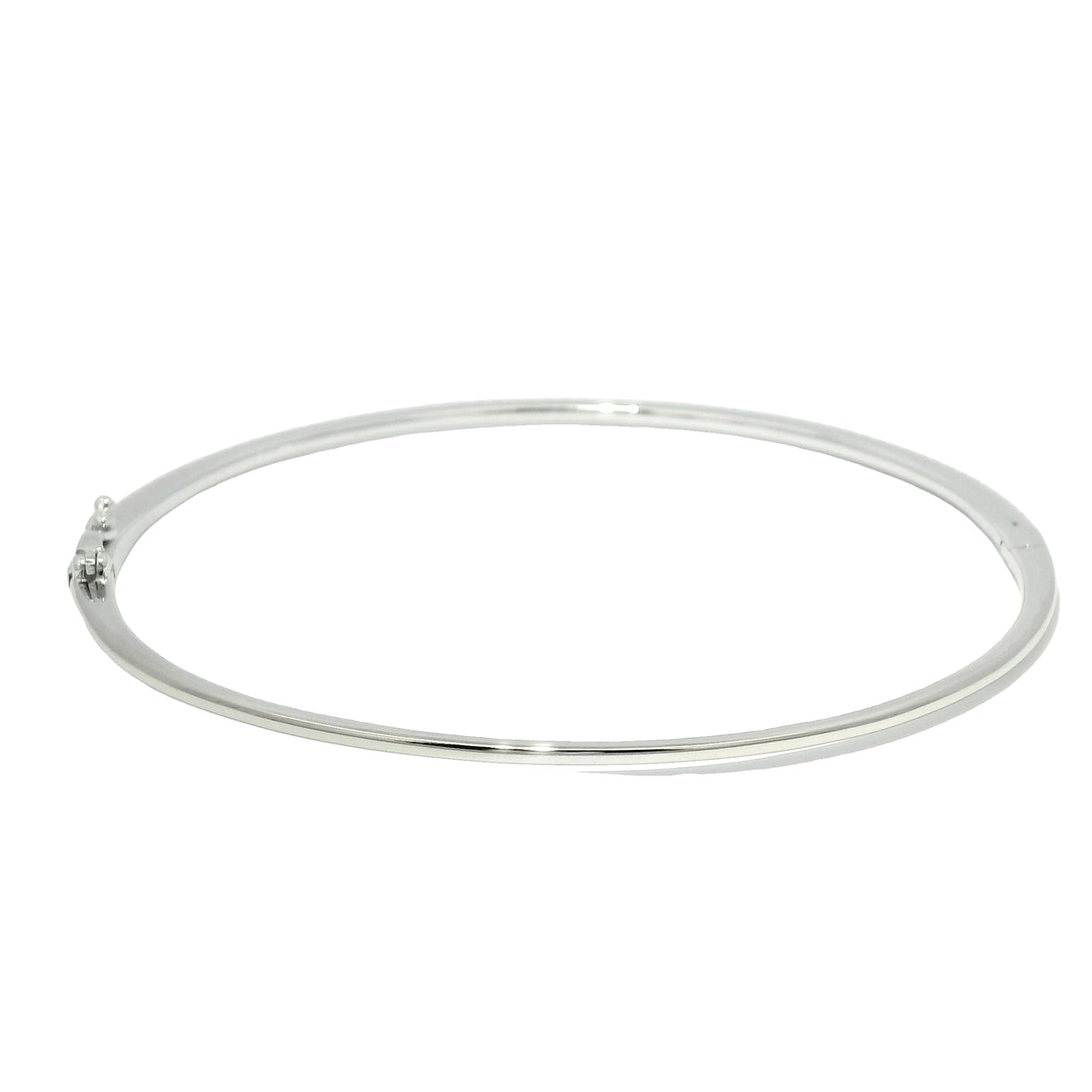 18k White Gold Natural 0.90 Carat Diamond Thin Bangle Bracelet — product photo 8