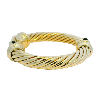 David Yurman 18k Yellow Gold Large Ribbed Onyx Stone Bracelet