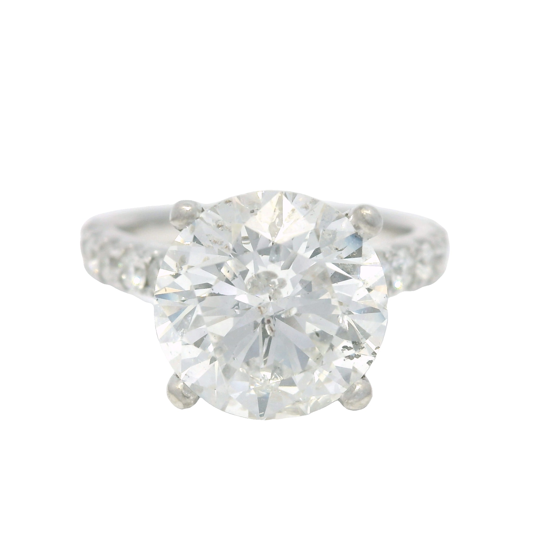 18k White Gold Natural 3.61 Carat Round Brilliant Cut Diamond Engagement Ring