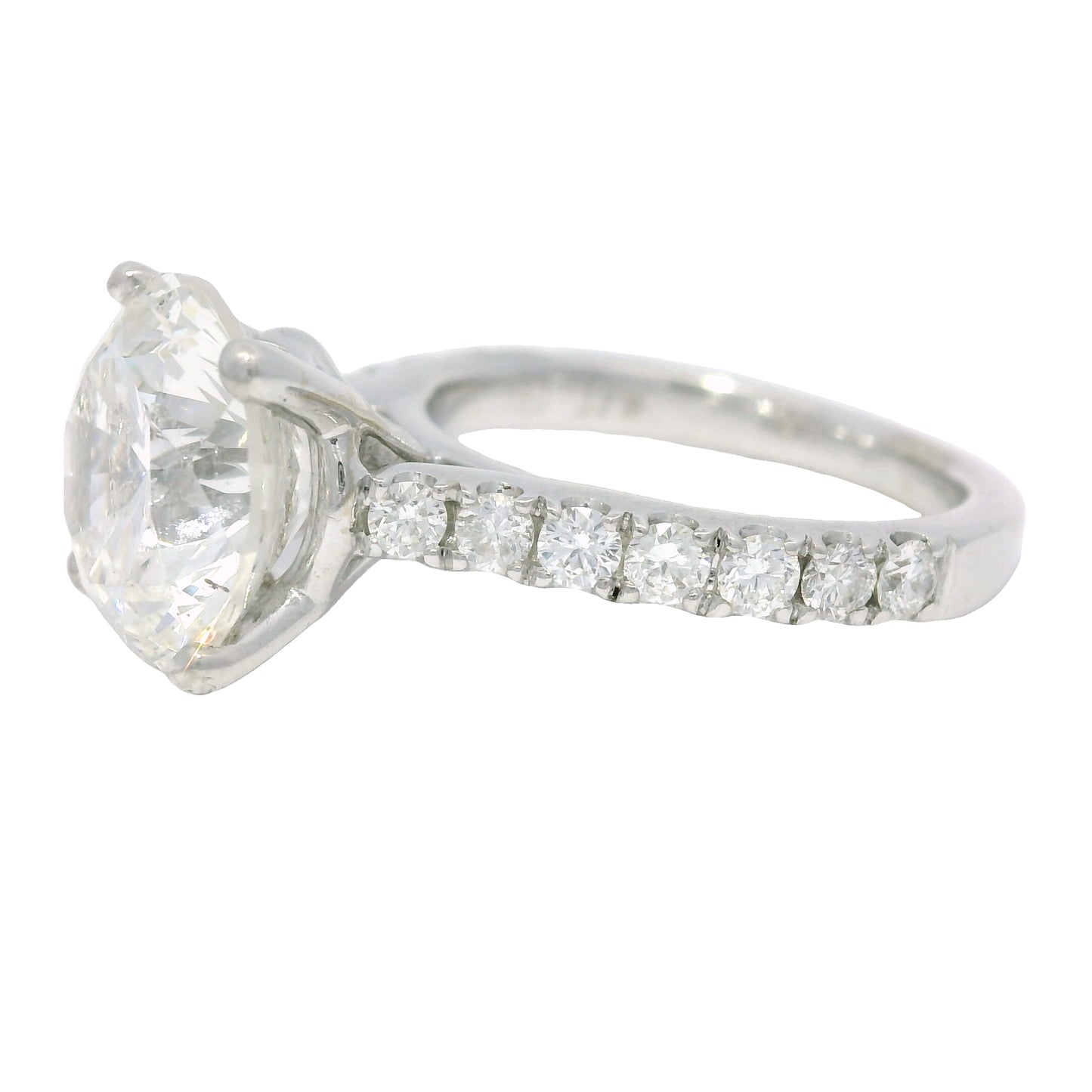 18k White Gold Natural 3.61 Carat Round Brilliant Cut Diamond Engagement Ring