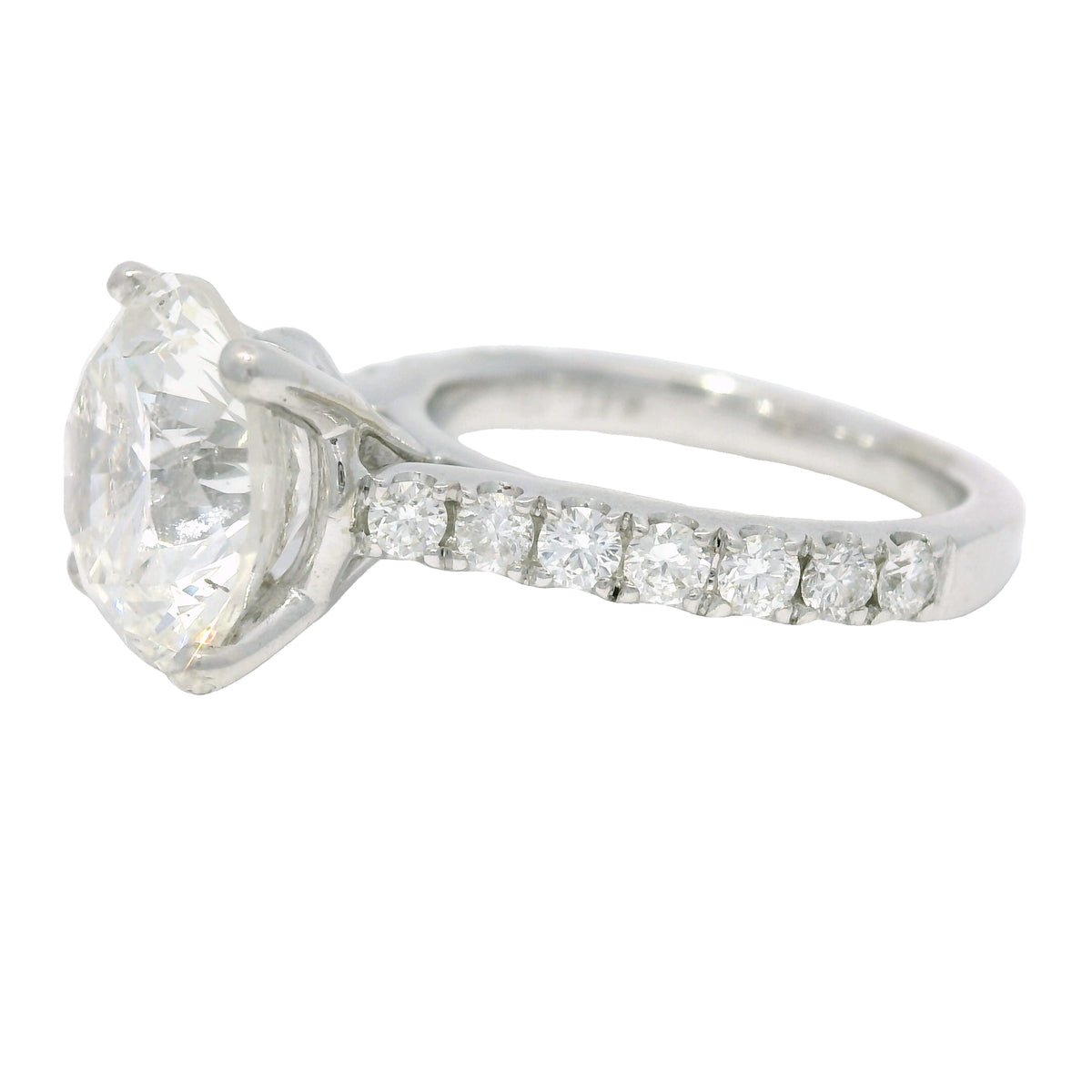 18k White Gold Natural 3.61 Carat Round Brilliant Cut Diamond Engagement Ring