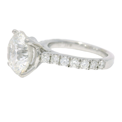 18k White Gold Natural 3.61 Carat Round Brilliant Cut Diamond Engagement Ring