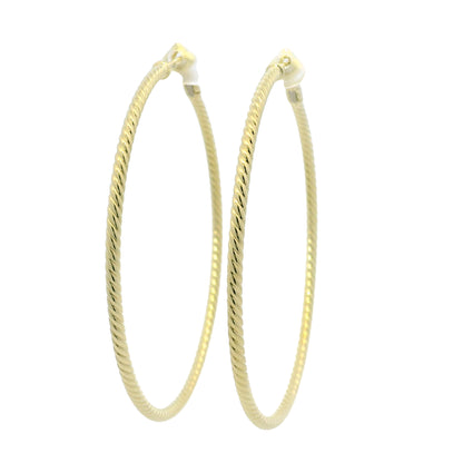 David Yurman 18k Yellow Gold Thin Cable Hoop Earrings