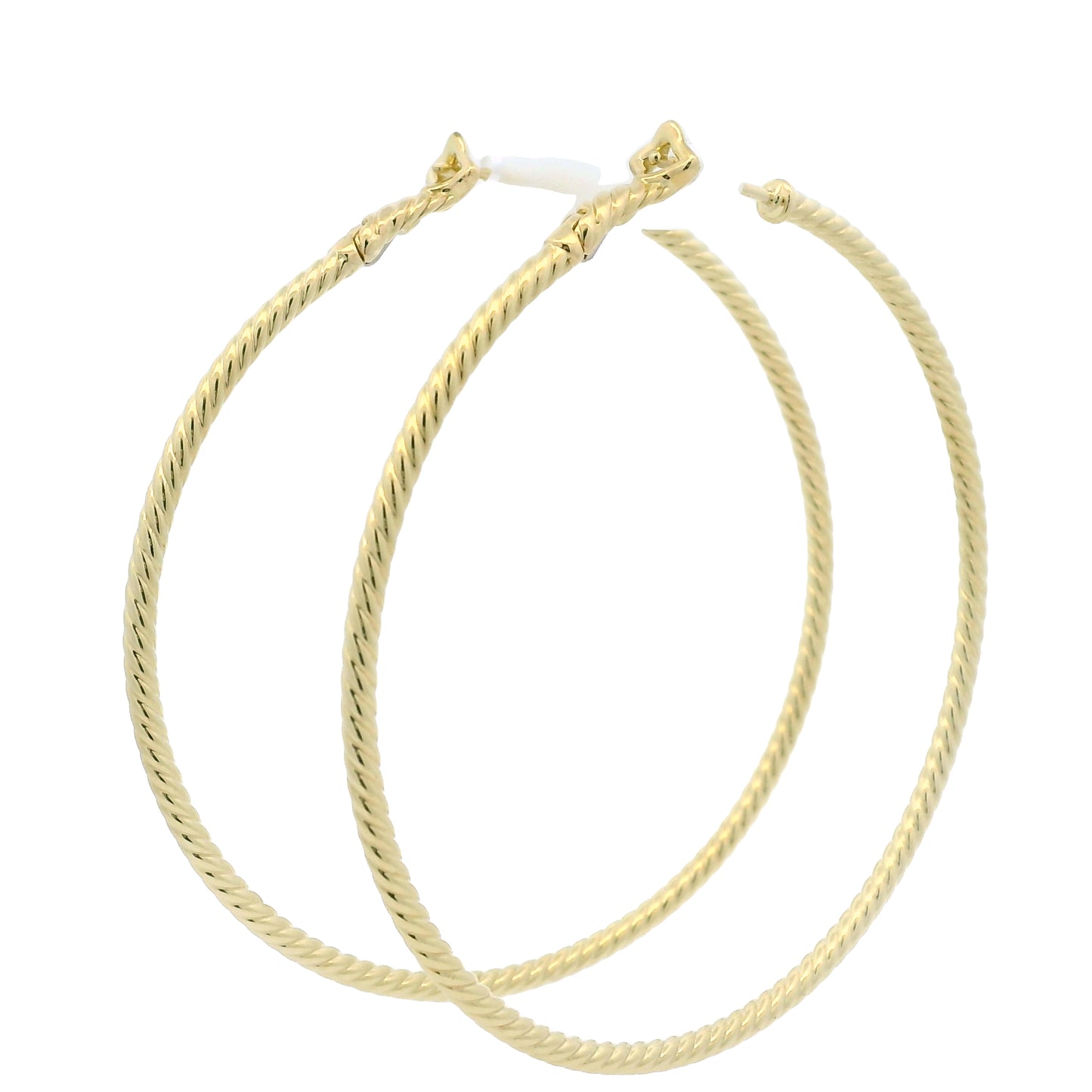 David Yurman 18k Yellow Gold Thin Cable Hoop Earrings