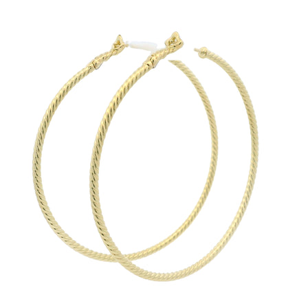 David Yurman 18k Yellow Gold Thin Cable Hoop Earrings
