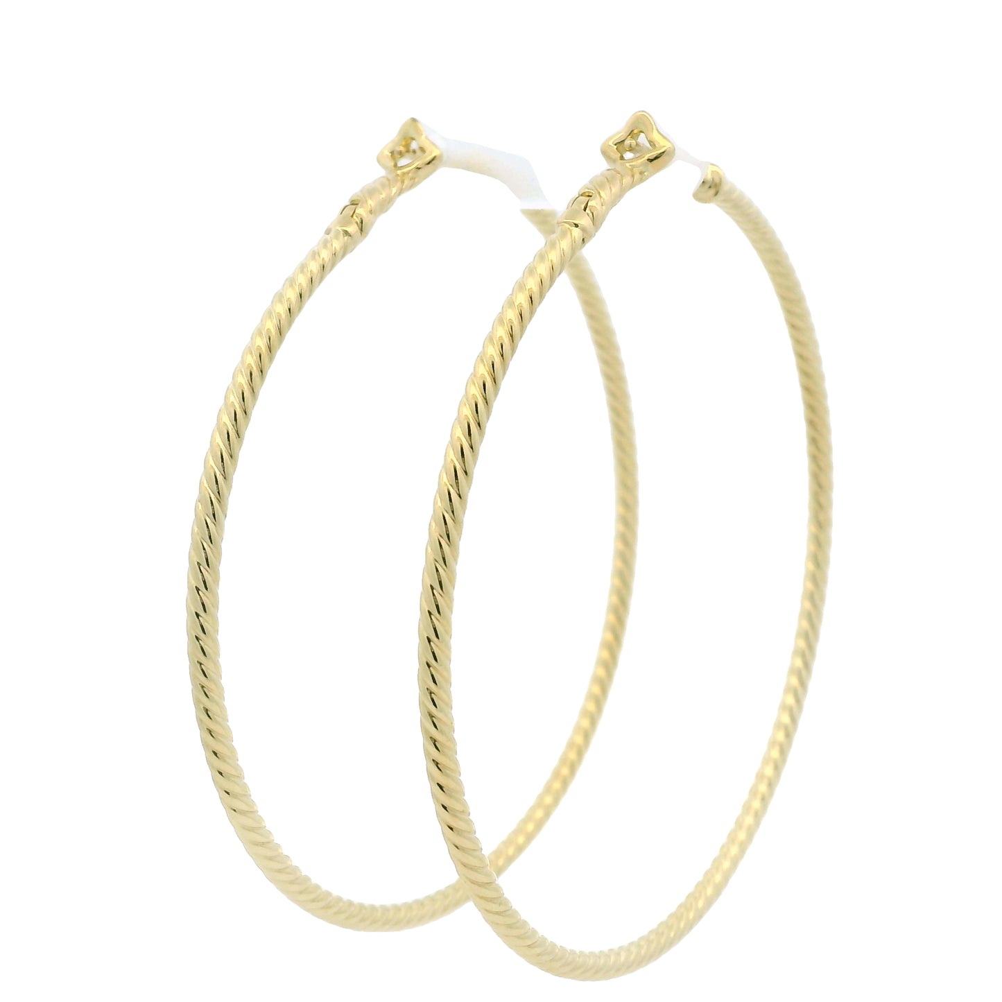 David Yurman 18k Yellow Gold Thin Cable Hoop Earrings