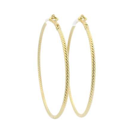 David Yurman 18k Yellow Gold Thin Cable Hoop Earrings