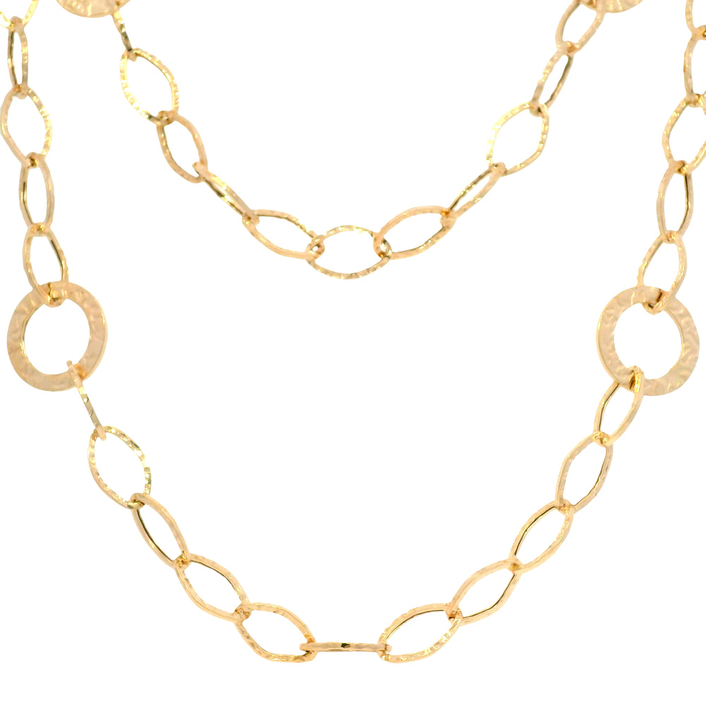 14k Rose Gold Textured Link Extra-Long 35" Station Necklace