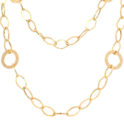 14k Rose Gold Textured Link Extra-Long 35" Station Necklace